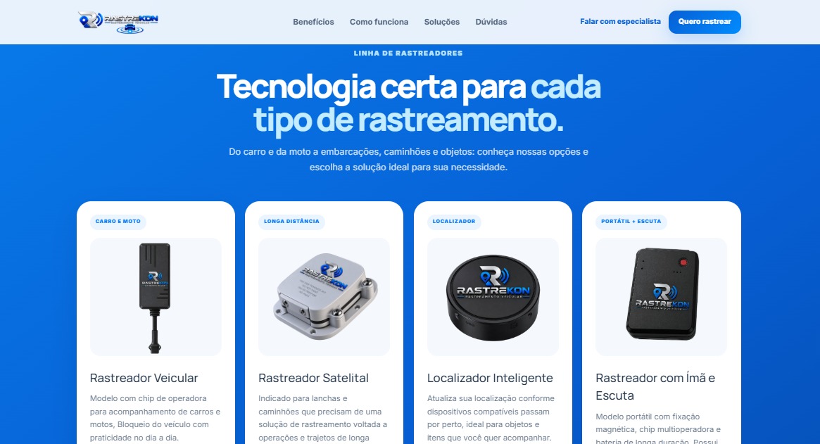 Tela principal RASTREKON®